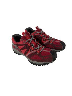Merrell Womens 8 Red Trail Hiking Shoes Mesh Athletic Sneakers Vibram Outdoor